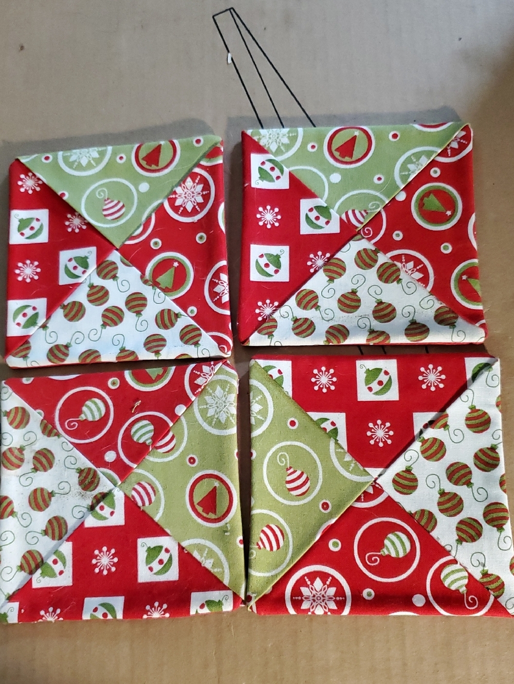 Holiday Fabric Coasters Set - Red & Green Christmas Pattern